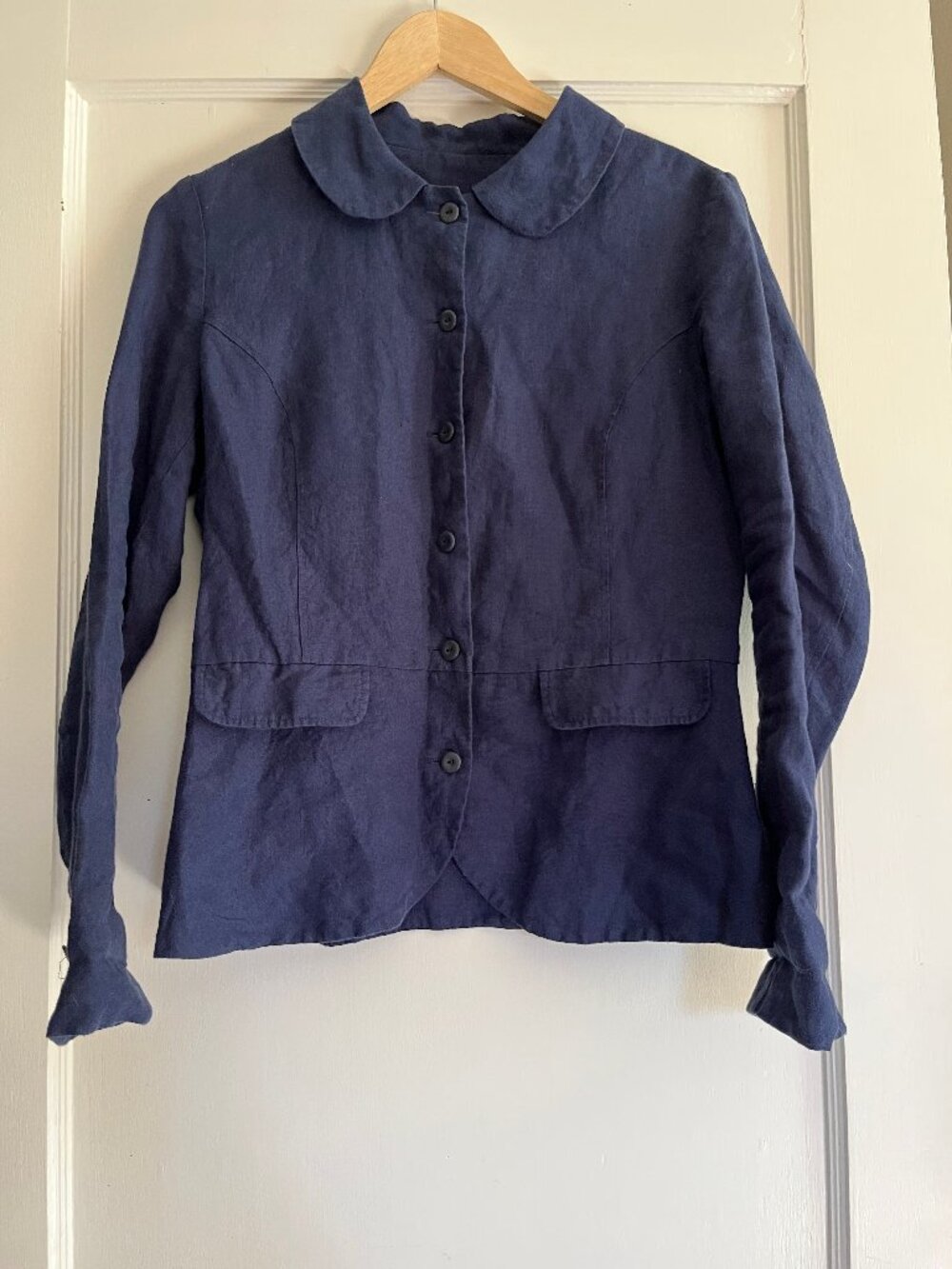 Son de Flor Blue Linen Classic Jacket